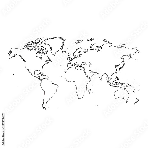 Wallpaper Mural World map outline vector illustration Torontodigital.ca
