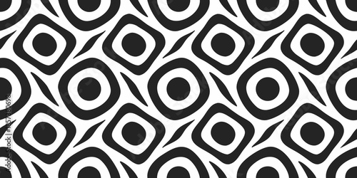 Abstract black and white seamless pattern with organic flowing shapes