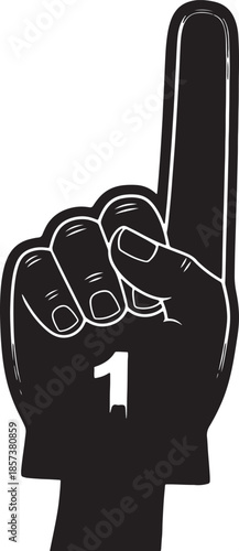 Black and White Hand Gesture with Number One Finger also transparent background