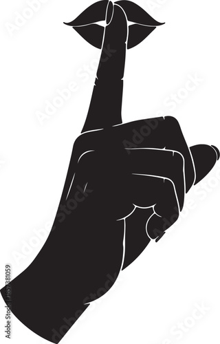 Black Silhouette of a Hand with an Extended Middle Finger also transparent background