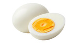 Two halves of a hard-boiled egg PNG isolated on transparent background, healthy protein-rich food for breakfast and diet