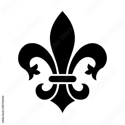 fleur de lis icon isolated on white and black background. Flower Lily Royal Medieval Heraldic french symbol. Classic emblems illustration. Stock clip art