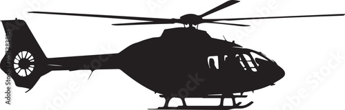 Black helicopter silhouette on white background aviation