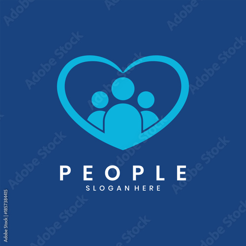 Community people heart logo caring for society