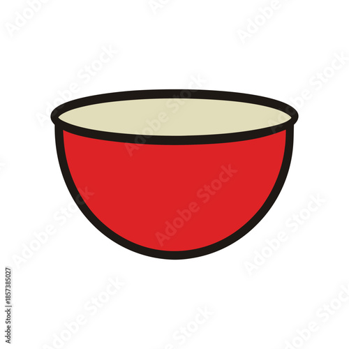 Red mixing bowl vector illustration kitchenware icon on white background Vector illustration