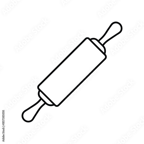 Rolling pin line icon baking and pastry kitchen tool on white background Vector illustration