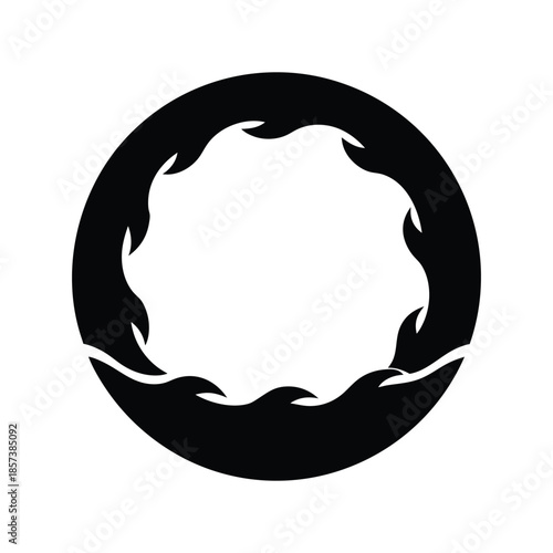 Nautical anchor with crashing ocean wave silhouette on white background Vector illustration