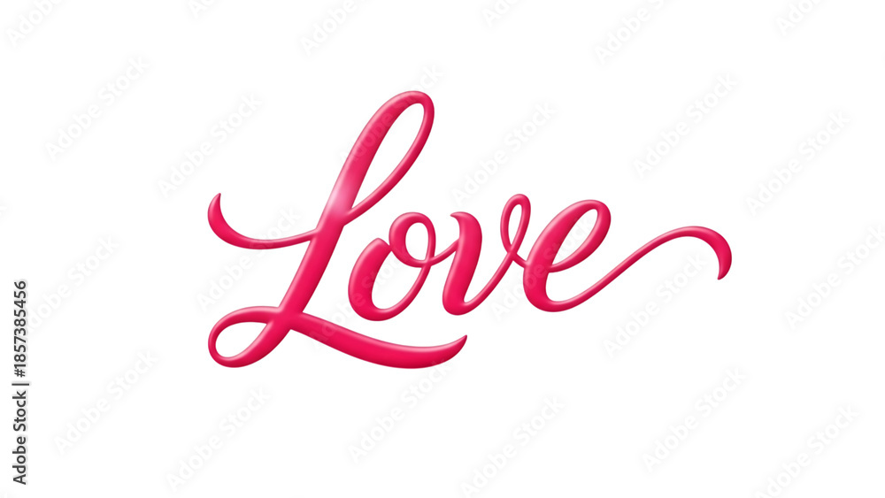Fototapeta premium Neon pink love text isolated on transparent background