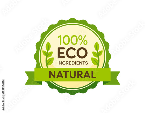 This logo emphasizes 100% eco-friendly ingredients, presenting a fresh and vibrant design that underlines the importance of natural and sustainable products.