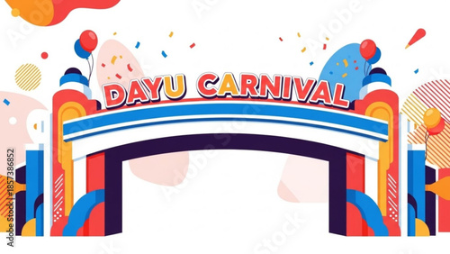 Carnival Entrance: A vibrant and inviting carnival entrance design, ready to welcome guests with its festive colors, playful shapes, and the promise of fun and celebration.