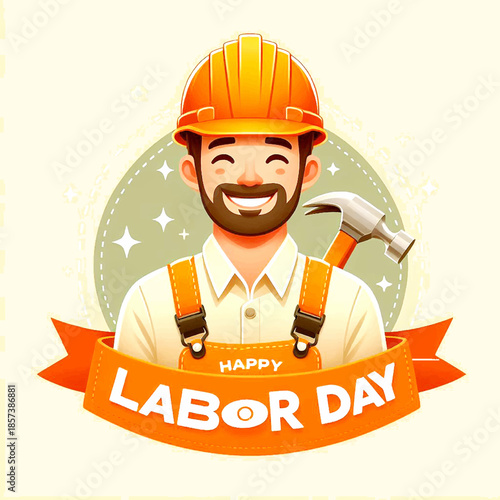 Happy labor day poster and labor day social media post 