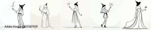 vector full body of a woman stand lighting small fireworks(sparkle) on New Year