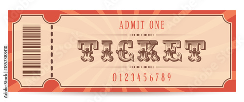 A retro ticket template with vintage ornaments