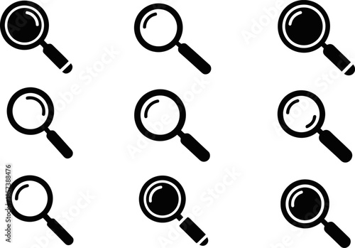 Magnifying Glass Icon Set Magnifier And Loupe Symbol