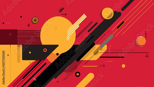 Abstract Red Geometric Shapes Background Illustration