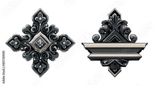 Vintage Ornamental Frame Elements Set Illustration