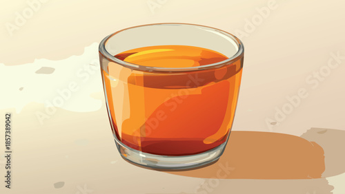 Glass of Amber Beverage on Light Background Illustration