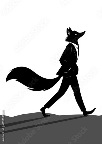 Sophisticated Fox in Suit Silhouette