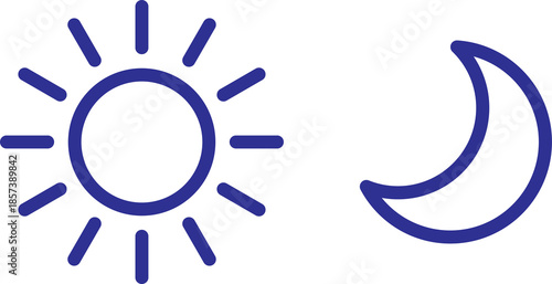 Blue sun and moon day night outline icon vector illustration