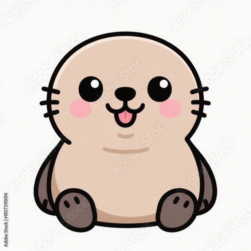 Kawaii Seal Illustration: This illustration captures a captivating seal with its adorable eyes, rosy cheeks, and joyful expression. A whimsical touch to bring a smile to your face. 