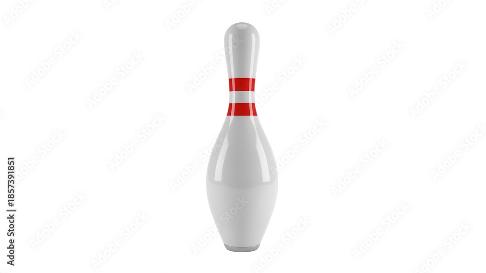 Αυτοκόλλητο Bowling pin with red stripes isolated PNG, classic ten pin bowling equipment for
