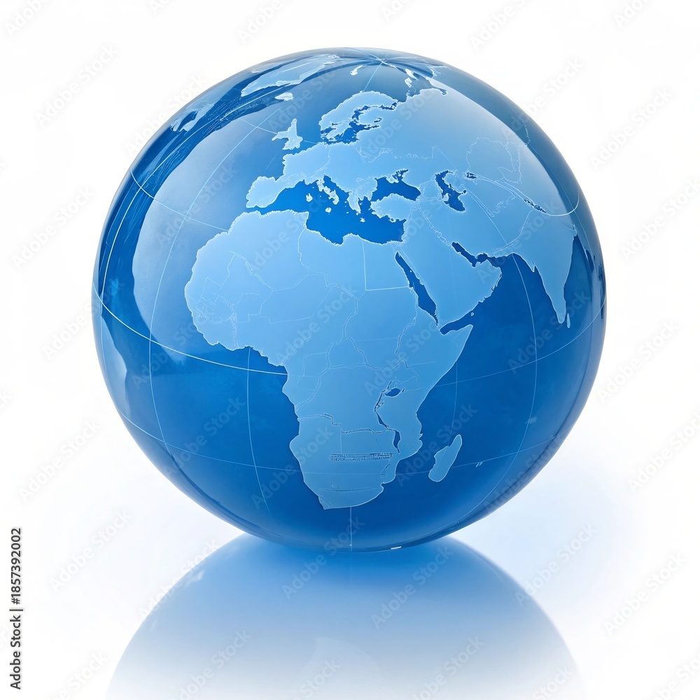 Fototapeta premium Glass Globe Sphere Displaying Continents of the World with Reflection