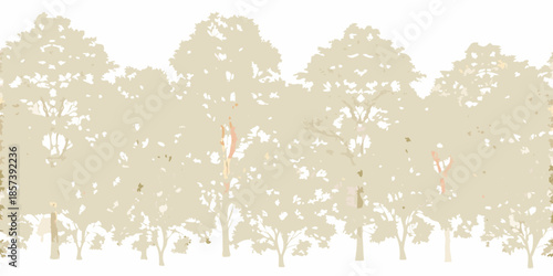 A simple illustration of a dense forest with light beige colored trees