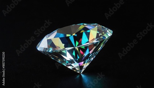 diamond crystal rainbow shine on black bg rotate. 4