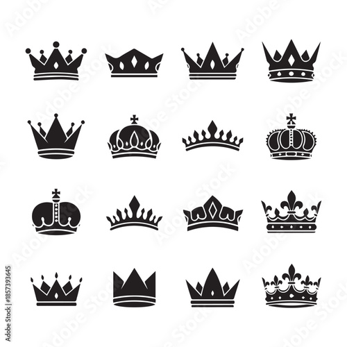 Vintage royal crown icons set with king and queen symbols in a luxury heraldic vector illustration collection