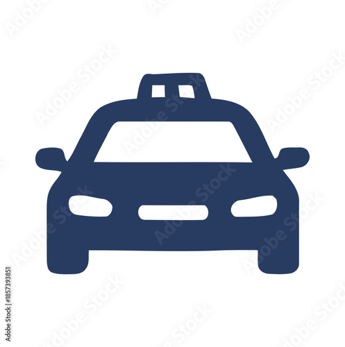 Dark blue taxi car icon with white windows and roof light vehicle transport