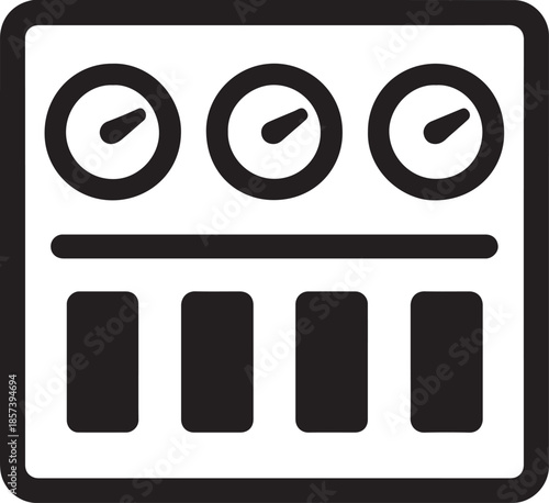 Operations control panel block layout silhouette icon for dashboard and management vector EPS