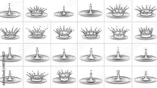 water splash effects collection black and white vector.