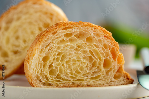 Cut French croissant
