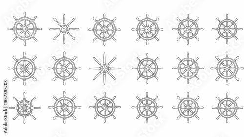 ship wheels collection simple nautical elements vector.