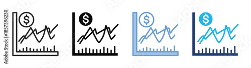 Stocks icon set multiple style collection