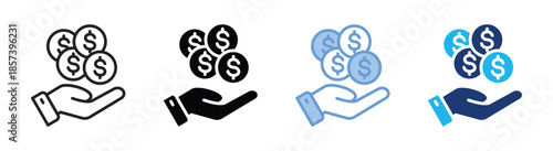 money icon set multiple style collection
