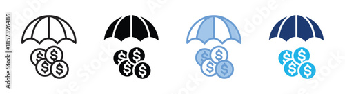 Insurance icon set multiple style collection