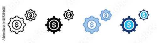 Gear icon set multiple style collection