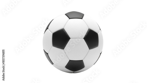 Classic soccer ball isolated PNG, black and white football on transparent background for sports design and game assets