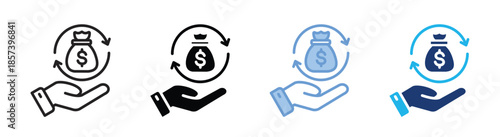 Return on investment icon set multiple style collection