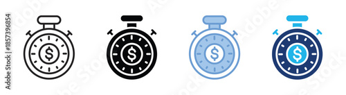Stopwatch icon set multiple style collection