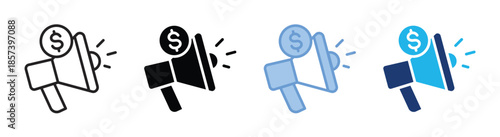 Megaphone icon set multiple style collection