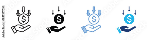 Income icon set multiple style collection