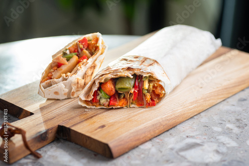doner kebab vegetables shawarma healthy meal food snack on the table copy space food background, keto or paleo diet veggie vegan or vegetarian food no meat