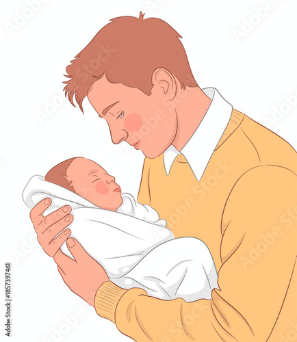This heartwarming image captures a tender moment between a father and his newborn baby, showcasing the love and connection that defines parenthood at its purest.