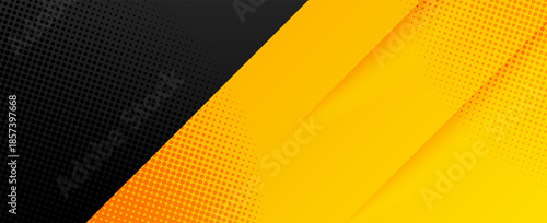 Modern Abstract Black and Yellow Background with Halftone Dot Pattern