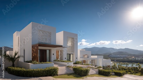 Modern White Houses With Mountain View