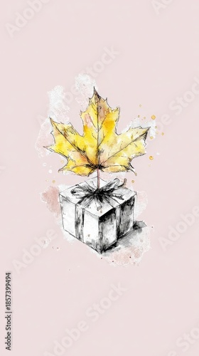 Elegant Autumn Gift Illustration