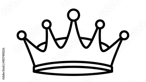 Simple Royal Crown Outline Icon Isolated White Background
