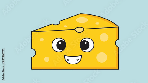 Happy Cartoon Cheese Slice Smiling in Bright Studio, Cheerful Food Illustration